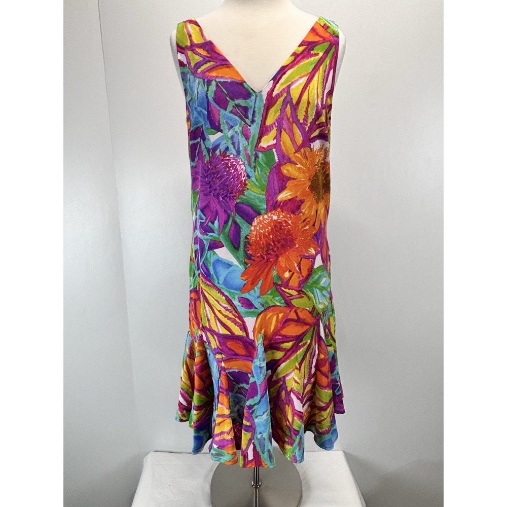 Lauren Ralph Lauren Floral Dress Sz 10 Women's Tropical Flounce Cruise